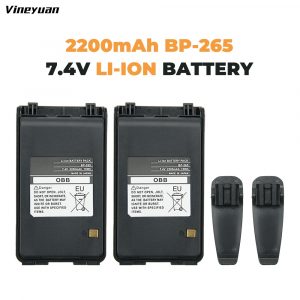 2pcs BP-265 2200mAh Li-Ion Battery for ICOM IC-F3001 IC-F4001 for Two Way Radio with Belt Clip