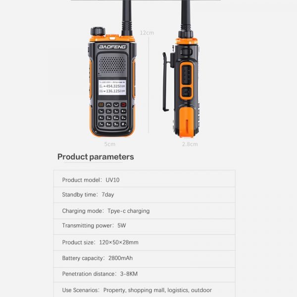 BAOFENG UV-U10 Powerful Handheld Transceiver with UHF VHF Dual Band Long Range Walkie Talkie Ham Two Way Radio - Image 3
