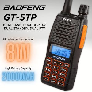 Dual PTT Dual Band U/V Baofeng GT 5TP 8W Amateur Radio with High Capacity Battery 2000mAh