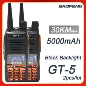 2packs BAOFENG GT-5 Newest 10W Double PTT 30KM 5000mAh Ham 2 ways Radio