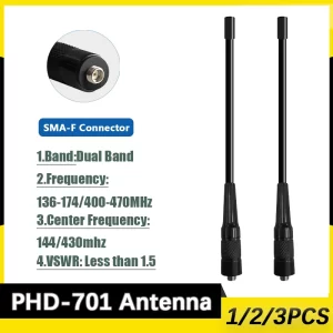 PHD-701 Antenna Soft SMA-Female VHF UHF 144/430MHz Compatible with RT-860 DM-32 Iradio UV-88 Quansheng UV-K6 Radios Accessories