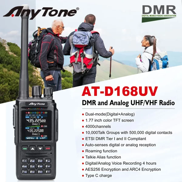 Anytone AT-D168UV Two Way Radio AES256 Encryption DMR Digital and Analog Dual Band FM USB-C charging - Image 2