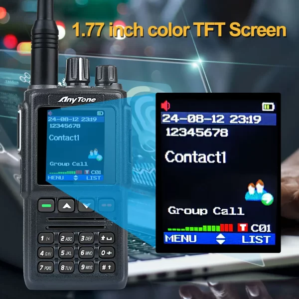 Anytone AT-D168UV Two Way Radio AES256 Encryption DMR Digital and Analog Dual Band FM USB-C charging