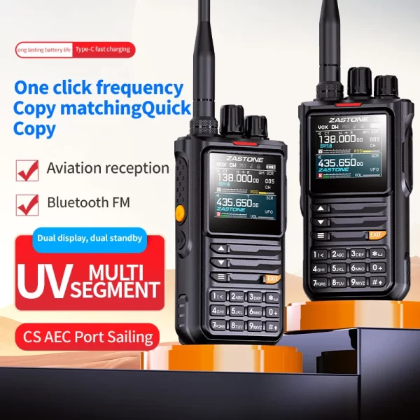 ZASTONE M8 10W Portable 2 Way Radio AM Air Aviation Band High Power Walkie-Talkie APP programming noise