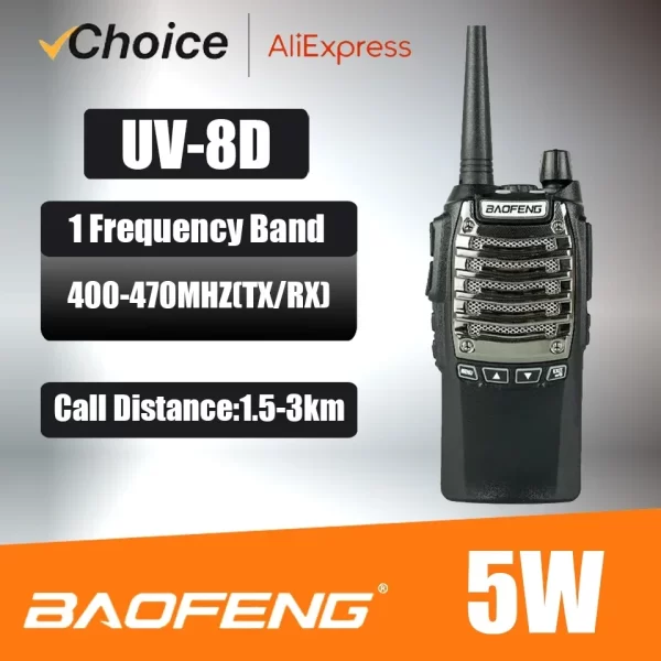 Baofeng UV-8D Dual PTT Key UHF 400-520Mhz Portable Transceiver Interphone FM Radio with 2800mAh battery - Image 2