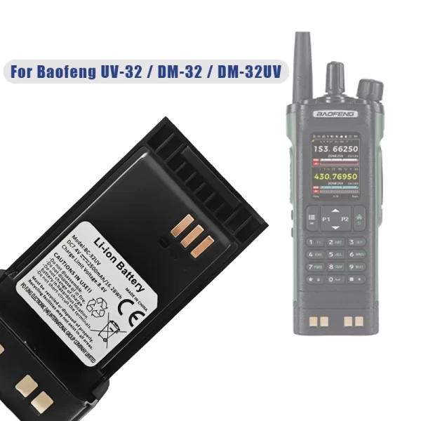 Baofeng DM-32 Walkie Talkie Battery UV-32 Li-ion Battery 2200mAh BC-32UV Type-C BC-32UV For DMR DM-32 / DM-32UV / UV-32 - Image 2