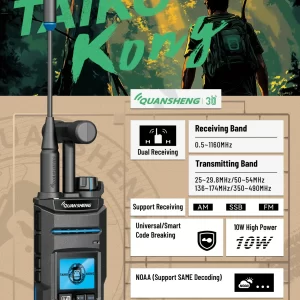 ​Quansheng TK 11 10W VHF/UHF Dual Band Radio 999CH CTCSS/DCS IP55 2500mAh Type-C NOAA Weather Alarm CE